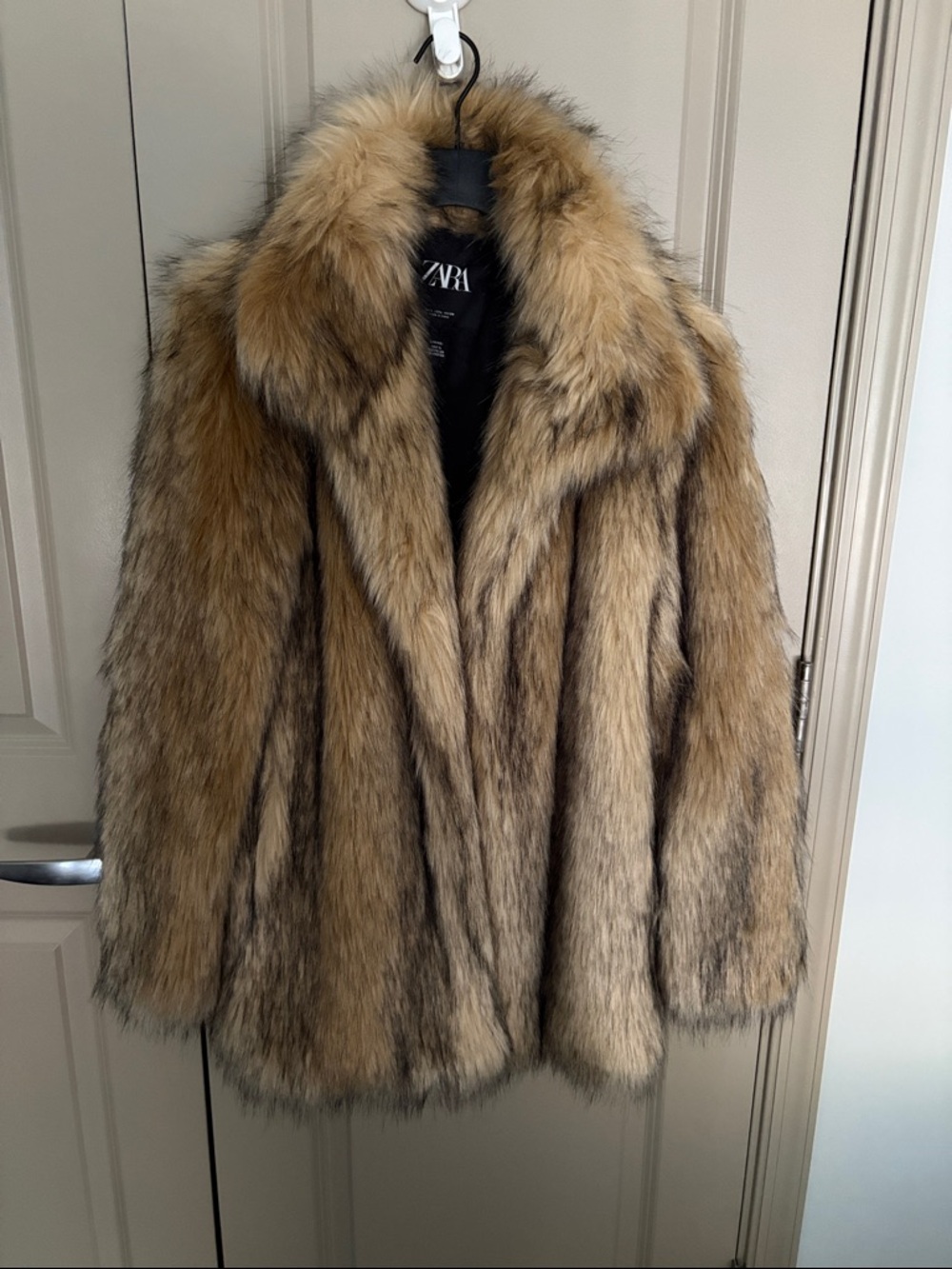 Zara Faux Fur Coat in Tan and Brown